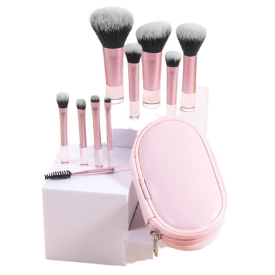 10-Piece Crystal Handle Makeup Brush Set with Bag